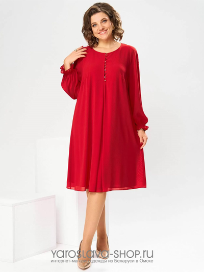 Женское шифоновое платье  в ярко-красном цвете