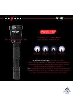 Фонарь подводный FEREI W158II 2060Lm, белый свет