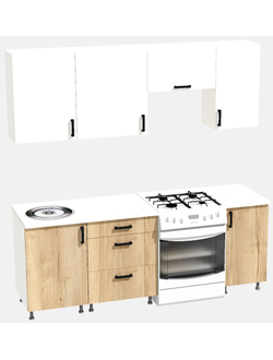 Кухня Эконом 1,5 метра (1100х400) Цвет: Белый/Дуб Вотан