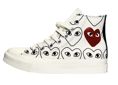Кеды Converse Play Comme Des Garcons с сердечками высокие цвет белый
