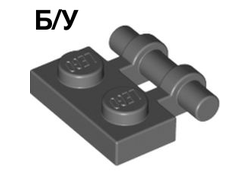 ! Б/У - Plate, Modified 1 x 2 with Bar Handle on Side - Free Ends, Dark Bluish Gray (2540 4210660) - Б/У
