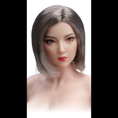 Женская голова (скульпт) с серебристыми волосами и подвижными глазами - 1/6 scale Female Head Sculpt with Movable Eyes (YMT107E) - YMTOYS