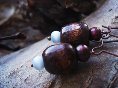 Бохо-серьги "Две серёжки для белочки, лесной принцессы"