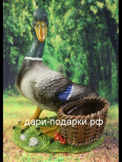 Кашпо Селезень - на удачу в доме! 37*32см  1,7кг  полистоун Россия  2438/011292*