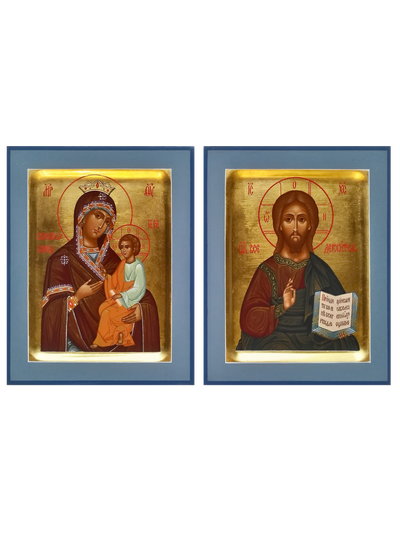 Венчальная пара. Образ Спасителя. Образ Пресвятой Божией Матери “Скоропослушница”. Рукописные венчал