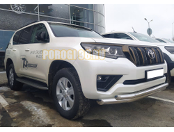 Защита переднего бампера двойная с подгибами d76/60 для Toyota Land Cruiser Prado 150 (2017-)