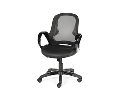 Кресло офисное Лайм черный пластик/черная сетка/черная ткань