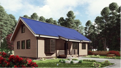 Одноэтажный каркасный дом с тремя спальнями 96м² (SK48)