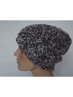 Лохматая вязаная шапка бини Vizio Италия 6966 CL розовая