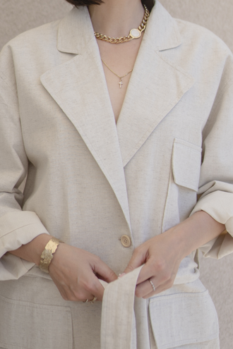 Жакет льняной с поясом