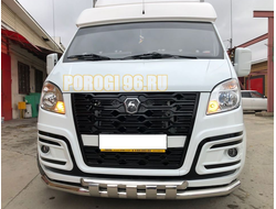 Защита переднего бампера с перемычками (бампер луидоровский) d60/60 для ГАЗ  ГАЗель Next 2014-