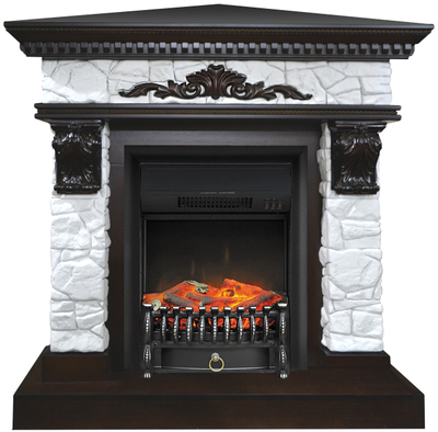 Угловой электрокамин Остия BL с очагом Fobos