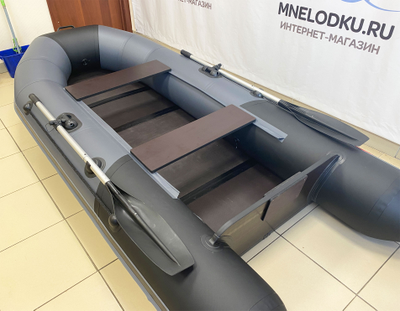 Моторная лодка Таймень NX 2850 слань-книжка киль графит/черный вид слева сзади - MNELODKU.RU