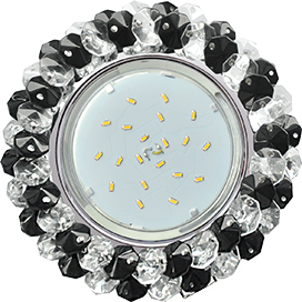 Светильник встраиваемый Ecola GX53-H4 Стекло Круг с хрусталиками прозрачный и черный хром 56x120 FB53RYECB