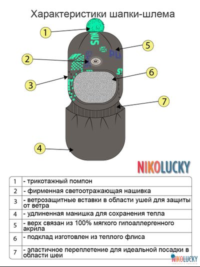 Шапка-шлем  21202-06, цвет темно-серый, ярко-синий, р. 50-52