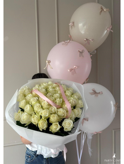 Белые розы 51шт