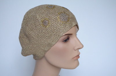 Vizio Италия 6607 берет летний золотистый с украшениями