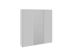 Шкаф-купе 3-х дверный «Траст» 2100 Белый снег, Стекло Белый Глянец/Зеркало/Стекло Белый Глянец