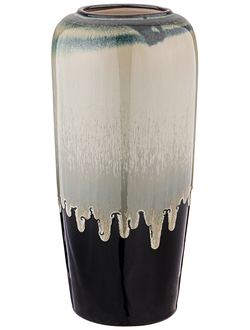 Ваза декоративная из фарфора черно-бежевая высокая.