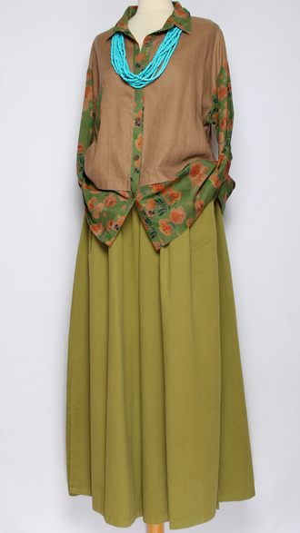 Рубашка Бохо "Комбинированная"  бежевая до р.52