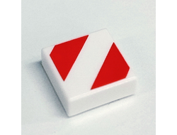Tile 1 x 1 with Red Danger Stripes Pattern, White (3070pb361 6493199)