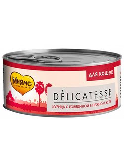 Мнямс влажный корм (консерва) для кошек, с курицей и говядиной в желе 70 г