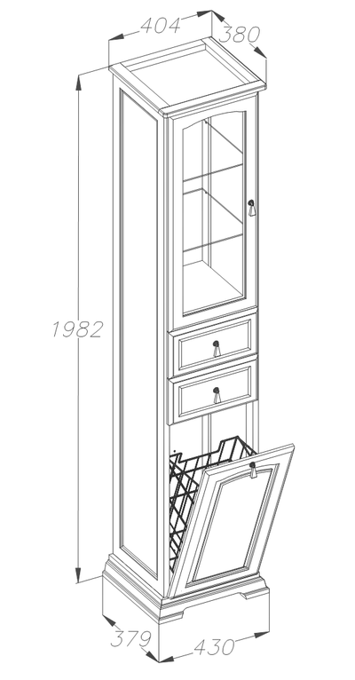 Пенал Opadiris Риспекто 40 с бельевой корзиной белый матовый, правый