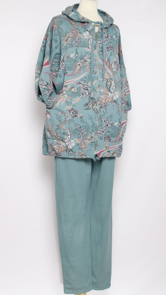 КОСТЮМ ХУДИ И БРЮКИ "МОЛНИЯ ВЬЮН" бирюзовый до 56р.