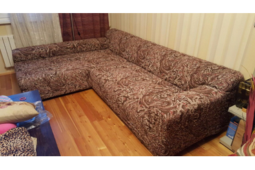 Фото еврочехлов на угловые диваны в интерьере покупателей