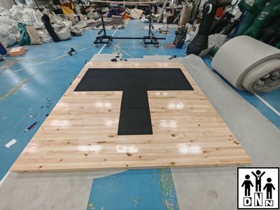 Помост для пауэрлифтинга 2,5х2,5х0,1м (Соревновательный), амортизаторы 8шт 0,5 х 0,5 х 0,04 м DNN