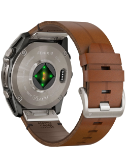 Часы Garmin Fenix 8 -51mm AMOLED Sapphire Bare Titanium / Black / Chestnut Leather Band