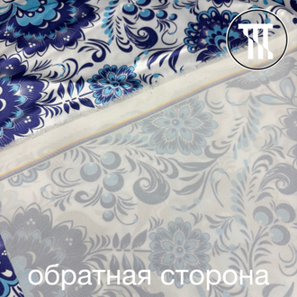 Атлас принт Гжель 2