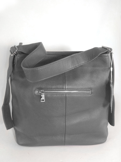 (АРТИКУЛ: 10114/1) СУМКА-МЕШОК ЖЕНСКАЯ, БОЛЬШАЯ, НАТУРАЛЬНАЯ КОЖА, СЕРАЯ, РЕМЕНЬ ЧЕРЕЗ ПЛЕЧО