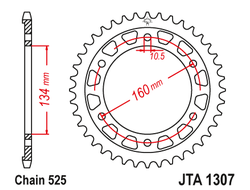 Звезда ведомая алюминиевая JT JTA1307.44 (JTA1307-44) (A1307-44) для Honda Road
