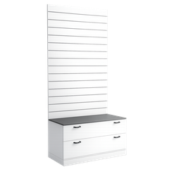 Стенд с экономпанелью и вместительными ящиками