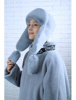 Ушанка "Норд" цвет серо-голубой + серо-голубой