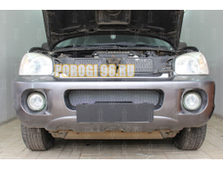 Защита радиатора Hyundai Santa Fe 2000-2006 (2 части) chrome верх