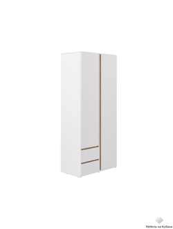 Шон-25 шкаф двухдверный распашной Белый-Золотой/Белый