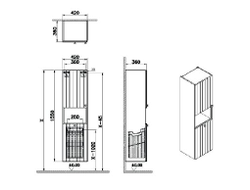 Пенал высокий, Vitra Root Groove, 40 см, с корзиной для белья, матовый серый, левосторонний, 69095