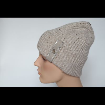 Женская тонкая шапка с отворотом Vizio Италия 6979 CRYO бежевая