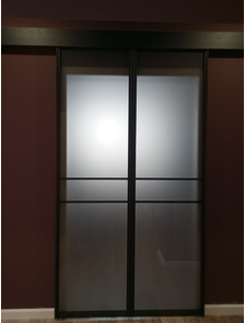 двери-купе стекло графит матовый, черный профиль, с доводчиками