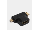 Переходник HDMI гнездо - mini HDMI штекер+micro HDMI штекер