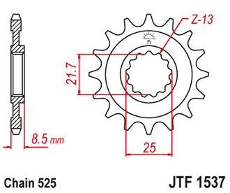 Звезда ведущая (16 зуб.) RK C5255-16 (Аналог: JTF1537.16) для мотоциклов Kawasaki