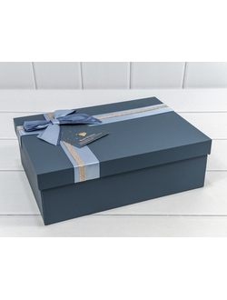 Коробка подарочная с бантом (синяя), 26*19*8см