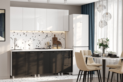 Кухня «Модерн NEW» 2 м Белый глянец / Графит ( SV)