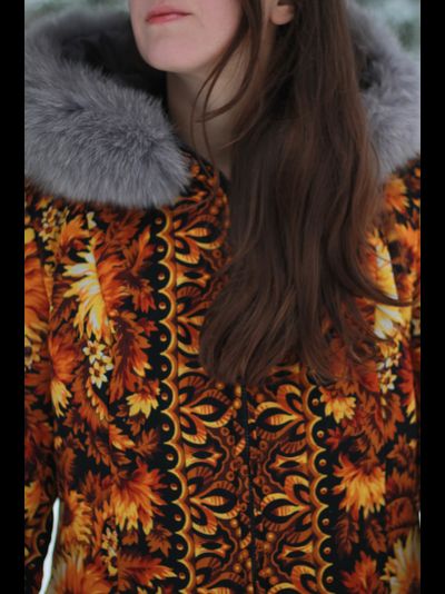 Куртка из павлопосадского платка "Солнце"