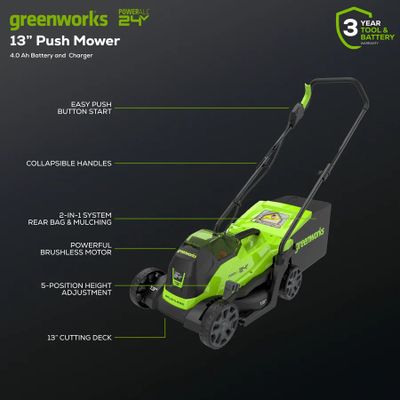 Аккумуляторная газонокосилка Greenworks GD24LM33