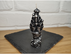 Свеча "Терем" черная с серебром, 1 шт., 3 x 9 см