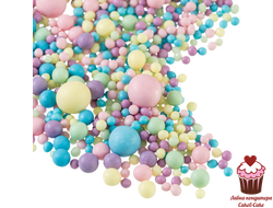 Драже рисовое в шоколадной глазури Жемчуг матовый «Голубая, желтая, розовая, изумрудная, сиреневая», 50 г (мягкое)