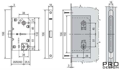 Магнитный сантехнический замок AGB Mediana Polaris WC под завертку, матовый хром.